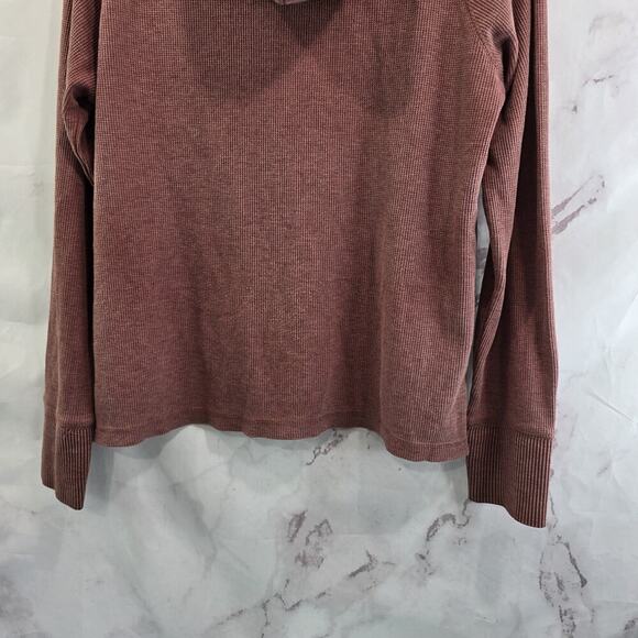 Prana Shirt Womens Medium Red Long Sleeve Hooded Waffle Thermal Organic - Picture 7 of 12